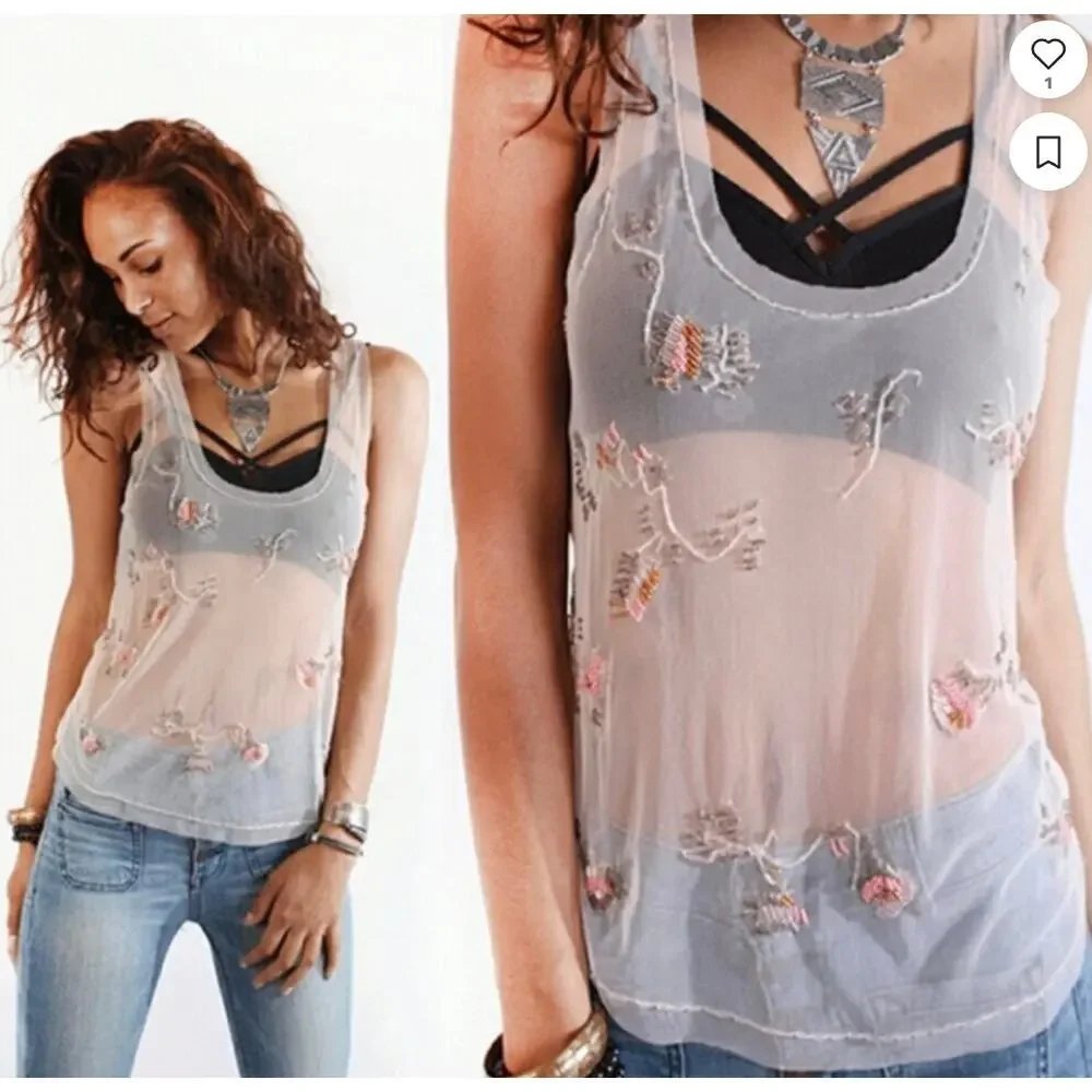 Free People Knit Lace-Up V-Neck Long Sleeve Top S